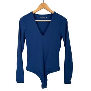 Abercrombie & Fitch Bodysuit Soft A&F Blue V-Neck Long Sleeve Top Women's Size S